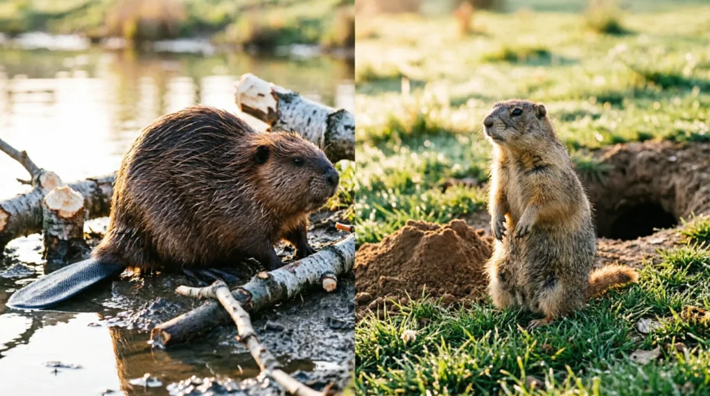 Difference Between Beaver and Groundhog: The Tail Test